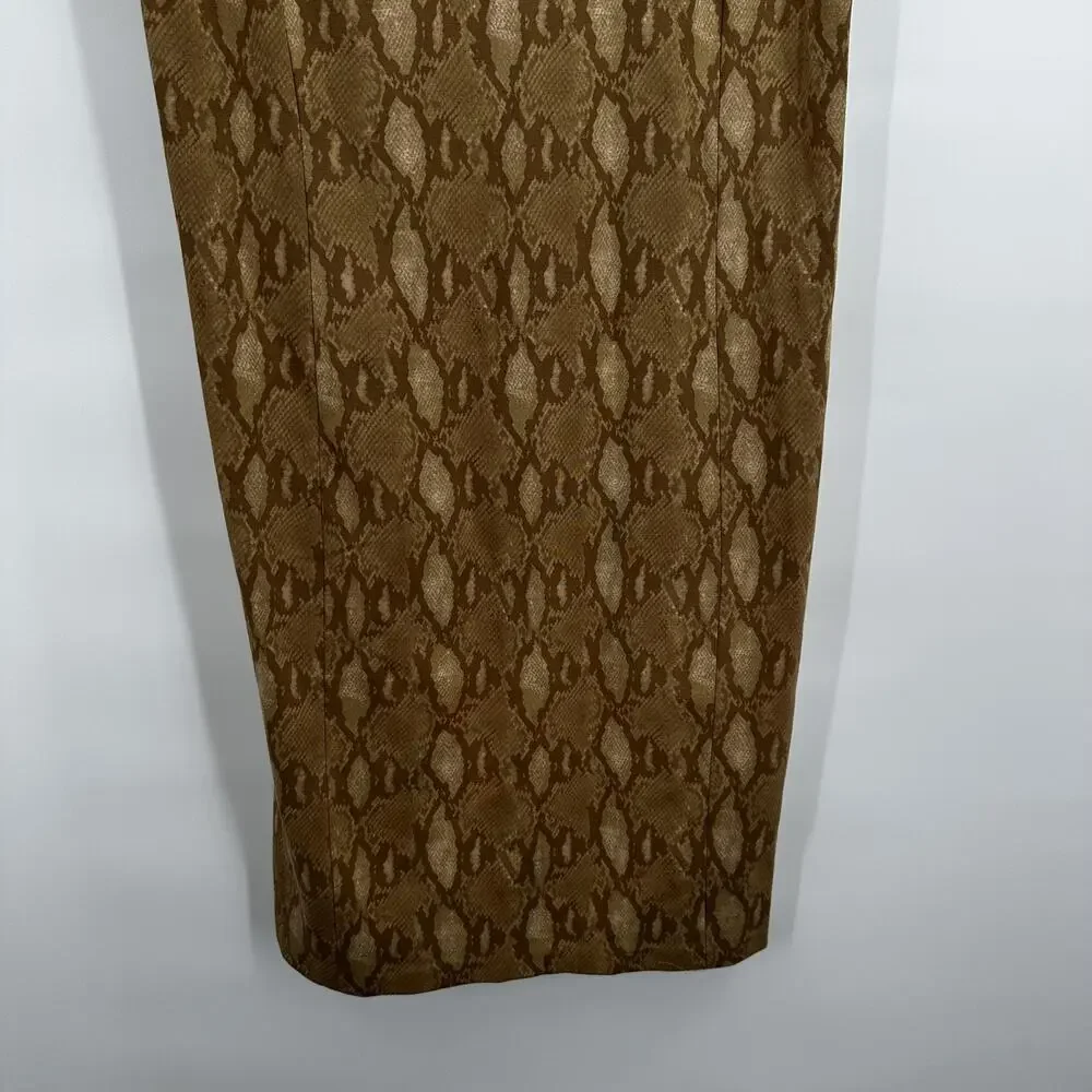 Lauren Ralph‎ Lauren Dress Womens Medium Snake Print Sheath Stretch Midi Chic